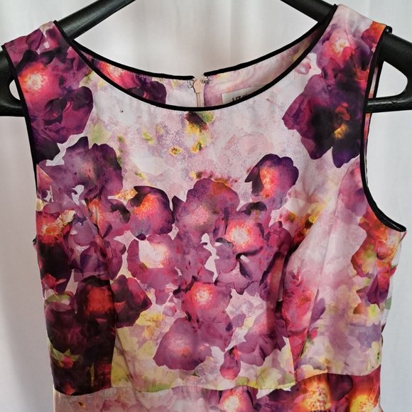 LIZ CLAIBORNE SILKY dress Sz 10 colorful FLORAL SLEVELESS FORMAL ACADEMIA LUXURY - Picture 2 of 9